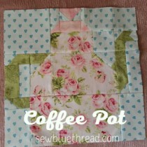 Coffee Pot quilt block pdf pattern, Easy quilting.